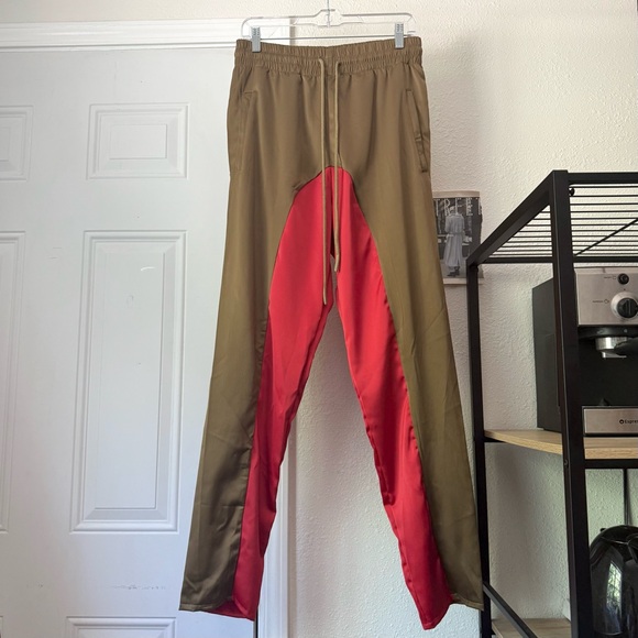 nice breed Other - NICE BREED men’s brown red color blocked slim tapered elastic waist satin pants‎